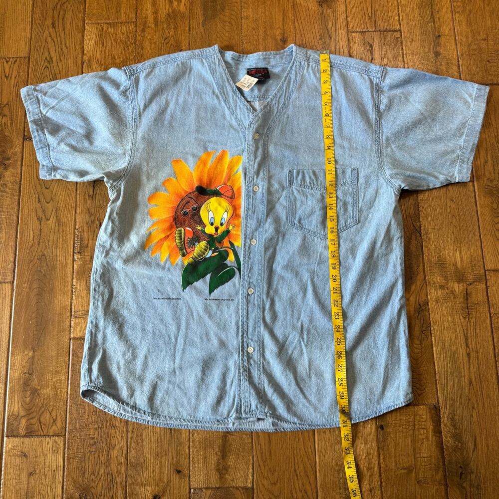 VTG 1994 Looney Tunes Garmet Graphics Grunge Tweety Baseball Shirt XL Popart - Picture 3 of 6
